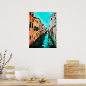 ベネチ絵を描アン運河の ポスター (キッチン)