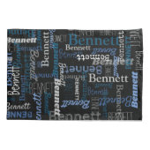 ベネットパーソナライズされた名blue gray 枕カバー (裏面)