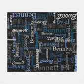 ベネットパーソナライズされた名blue gray blanet フリースブランケット (正面(横))