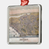 ベバリィ、マサチューセッツ(1886年)の空中写真 メタルオーナメント (左)