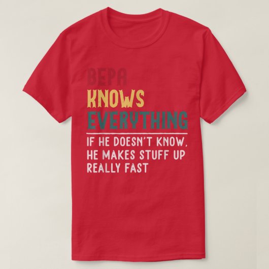 ベパおじいちゃんの父の日のすべてを知おもしろいる Tシャツ (デザイン正面)