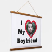 ベパーソナライズされたーカスタム写真I Love My Boyer 吊り下げ型タペストリー (傾斜あり)
