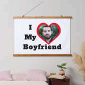 ベパーソナライズされたーカスタム写真I Love My Boyer 吊り下げ型タペストリー (寝室)