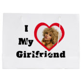 ベパーソナライズされたーカスタム写真I Love My Girbool ラージペーパーバッグ (裏面)