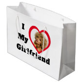 ベパーソナライズされたーカスタム写真I Love My Girbool ラージペーパーバッグ (裏面アングル)