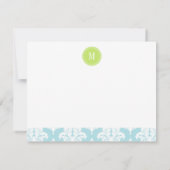 ベビエレガントーブルーダマスパーソナライズされたク ノートカード (裏面)