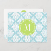 ベビエレガントーブルーダマスパーソナライズされたク ノートカード (正面/裏面)