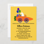 ベビシャバニーニンジン車#3招待状はがき インビテーションポストカード (正面/裏面)