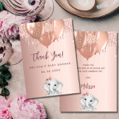 ベビシャワエレファントガールバラ金ゴールドサンキューカード 招待状