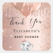 ベビシャワゾウバラ金ゴールドグリッターバルーン スクエアシール (正面)