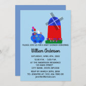 ベビシャワバニー卵カー#4-2招待状カード セーブザデート (正面/裏面)