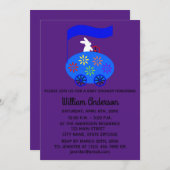 ベビシャワバニー卵車#1-2招待状カード セーブザデート (正面/裏面)