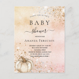 ベビシャワパンプキンバラ金ゴールドグリッター秋 インビテーションポストカード
