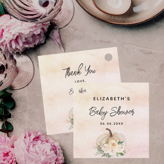 ベビシャワパンプキン秋クリームバラ金ゴールド フェイバータグ