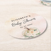 ベビシャワパンプキン秋クリームバラ金ゴールド ラウンドペーパーコースター (アングル)