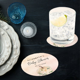 ベビシャワパンプキン秋クリームバラ金ゴールド ラウンドペーパーコースター