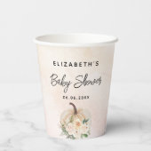 ベビシャワパンプキン秋クリームバラ金ゴールド 紙コップ (裏面)