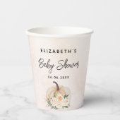 ベビシャワパンプキン秋クリームバラ金ゴールド 紙コップ (正面)