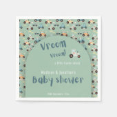 ベビシャワリトルトラクター前方ティール（緑がかった色）ペーパーナプキン スタンダードカクテルナプキン (正面)