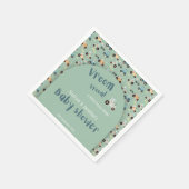 ベビシャワリトルトラクター前方ティール（緑がかった色）ペーパーナプキン スタンダードカクテルナプキン (角)