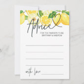 ベビシャワーアドバイスカードベビシャワーゲームレモン 招待状 (正面)