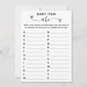 ベビシャワーアルファベットアイテムゲームカード 招待状 (正面)