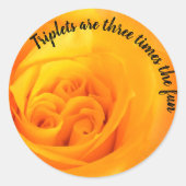 ベビシャワーオレンジバラ封筒用シール三つ子 ラウンドシール (正面)