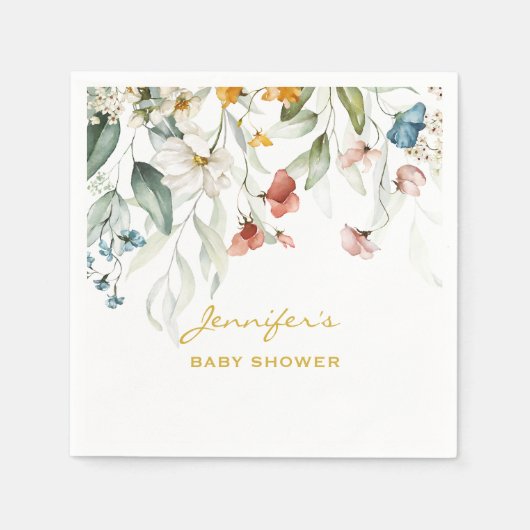 ベビシャワーガーデンカラフル花模様標準カクテル スタンダードカクテルナプキン (正面)