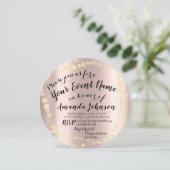 ベビシャワーガールバラ金ゴールドピンク王室の写真 招待状 (スタンド正面)