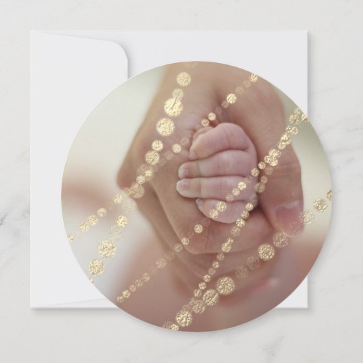 ベビシャワーガールバラ金ゴールドピンク王室の写真 招待状 (裏面)