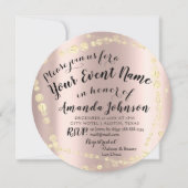 ベビシャワーガールバラ金ゴールドピンク王室の写真 招待状 (正面)