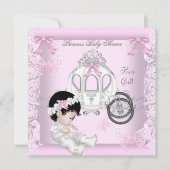 ベビシャワーガールプリンセス車蝶 招待状 (正面)