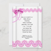 ベビシャワーガールホットピンクベビーシューレース2 招待状 (裏面)