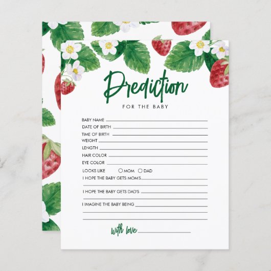 ベビシャワーゲームのイチゴ予測 (正面/裏面)