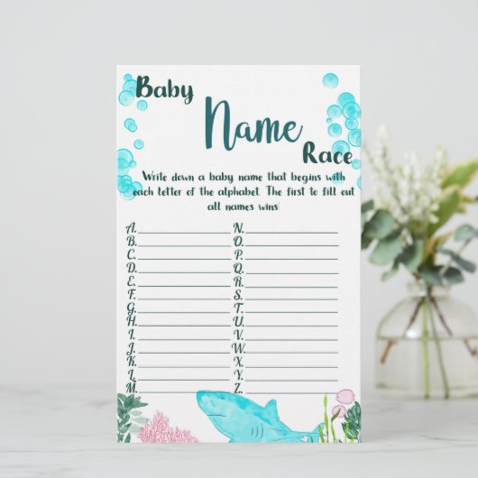 ベビシャワーゲームカードベビー名競走 便箋 (スタンド正面)