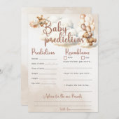 ベビシャワーゲームベビー予測おもしろいベアバルーン 招待状 (正面/裏面)