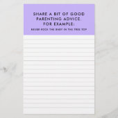 ベビシャワーゲーム子育てアドバイスチラシ チラシ (裏面)