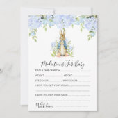 ベビシャワーゲーム招待状のバニー予測 招待状 (正面)