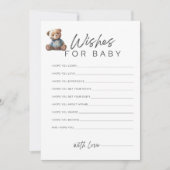ベビシャワーゲーム男の赤ちゃんのベビー願い 招待状 (正面)