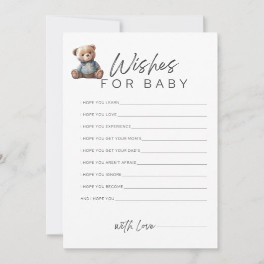 ベビシャワーゲーム男の赤ちゃんのベビー願い 招待状 (正面)