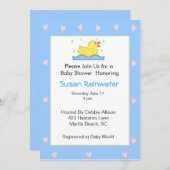 ベビシャワーゴムダッキー(アヒルちゃん) 招待状 (正面/裏面)