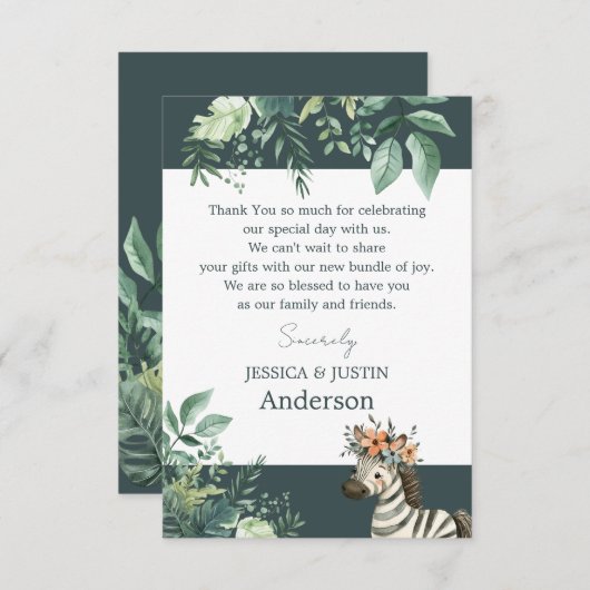 ベビシャワーサファリありがとう サンキューカード (正面/裏面)