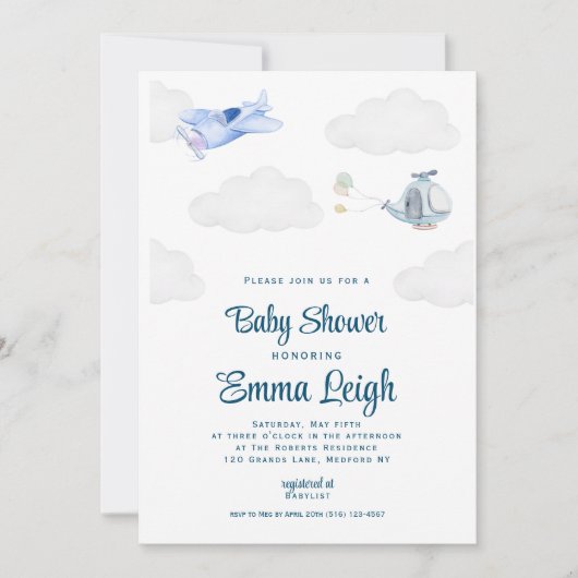 ベビシャワーシャワーパーティの招待状 招待状 (正面)