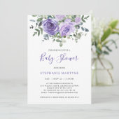 ベビシャワーダスティパープルバラ植物学 招待状 (スタンド正面)
