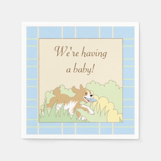 ベビシャワートカテルナプキンス/ブルーシャワーを作る スタンダードカクテルナプキン (正面)