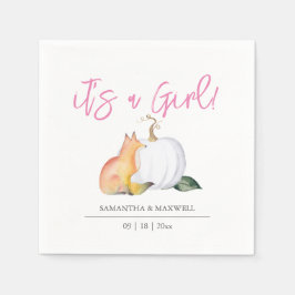 ベビシャワーナプキンス秋ウッドランドパンプキン スタンダードカクテルナプキン