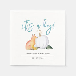 ベビシャワーナプキンス秋ウッドランドパンプキン スタンダードカクテルナプキン