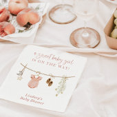 ベビシャワーナプキンス、ボホピンクガール赤ちゃん スタンダードカクテルナプキン