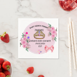 ベビシャワーピンクフローラナプキン スタンダードカクテルナプキン