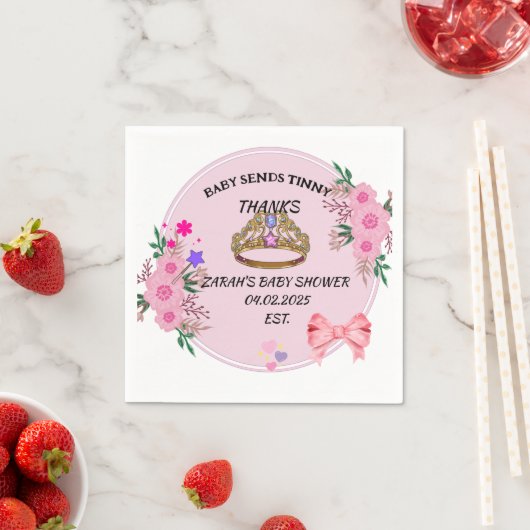 ベビシャワーピンクフローラナプキン スタンダードカクテルナプキン (インサイチュ)